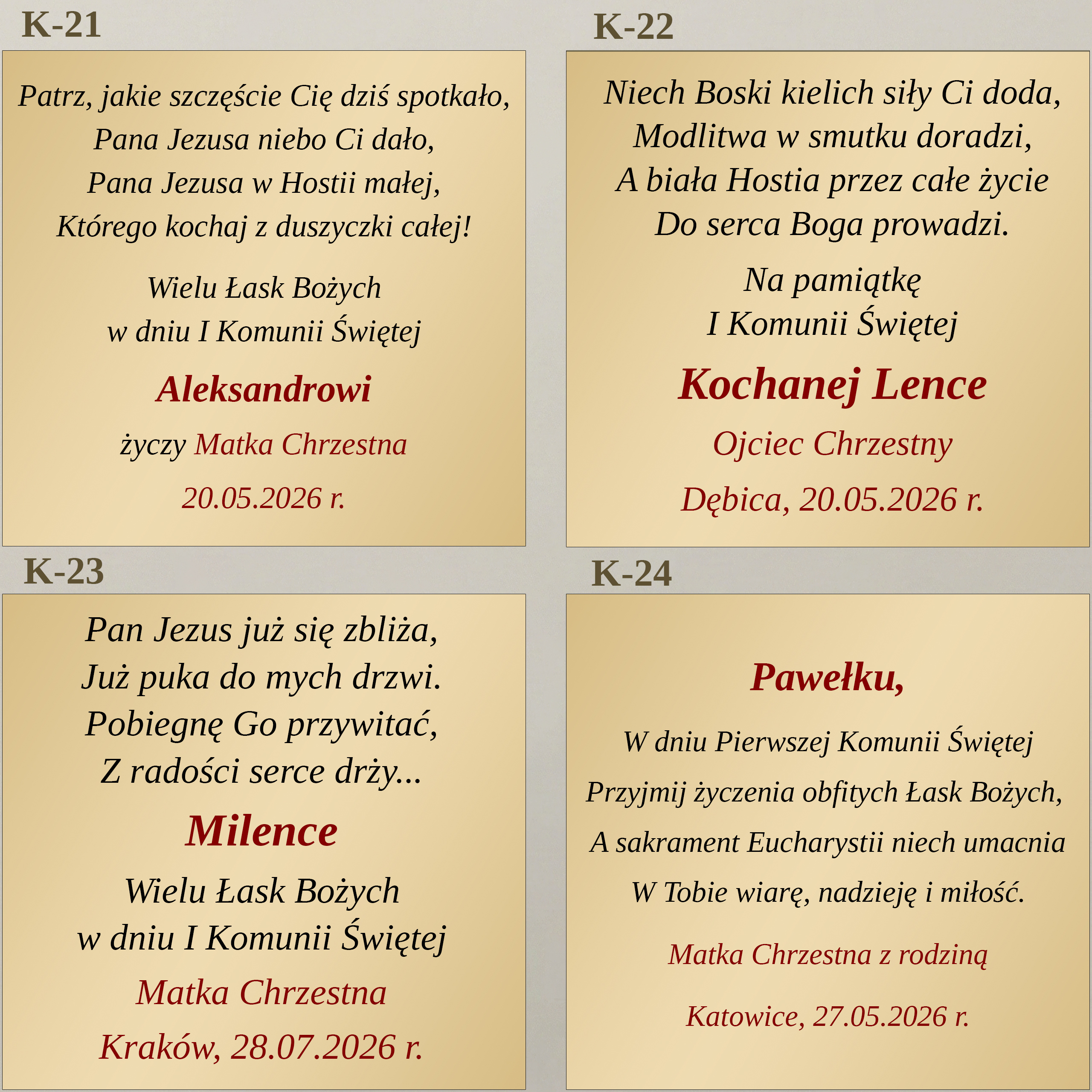 WIZUALIZACJE GRAWERÓW KOMUNIA 1 ZŁOTA