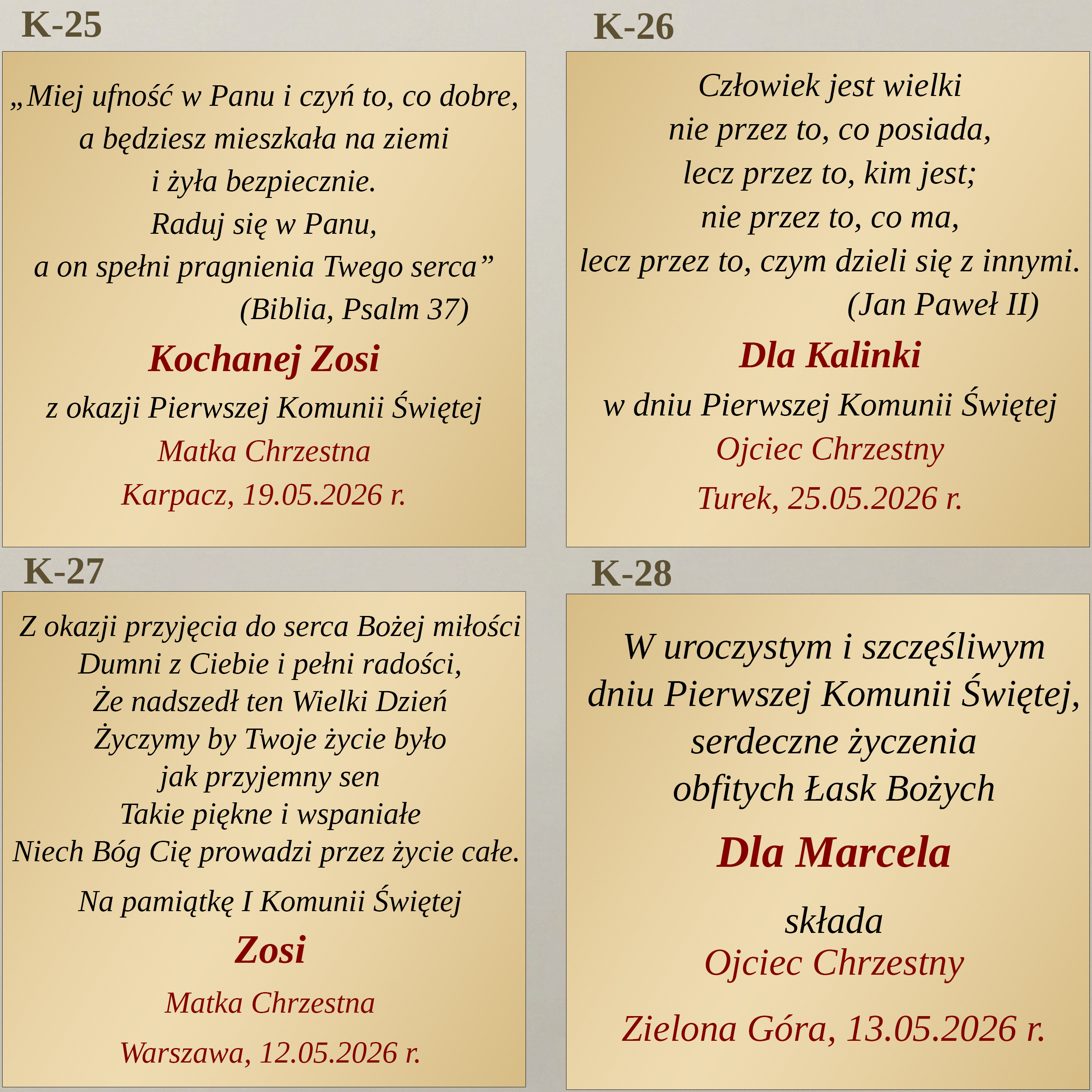 WIZUALIZACJE GRAWERÓW KOMUNIA 2 ZŁOTA